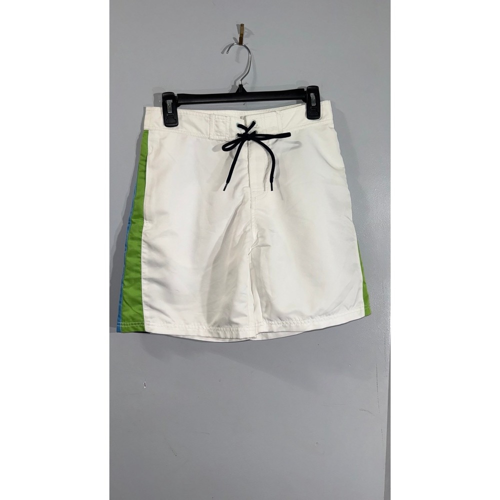 Vineyard Vines boys white side stripe lined swim shorts medium check measurement